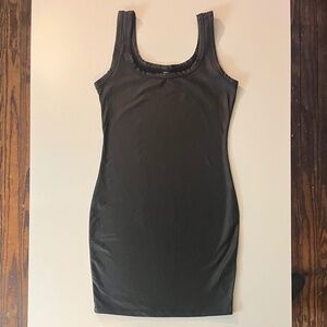 Black SHEIN Faux Leather Body Con Sleeveless Dress